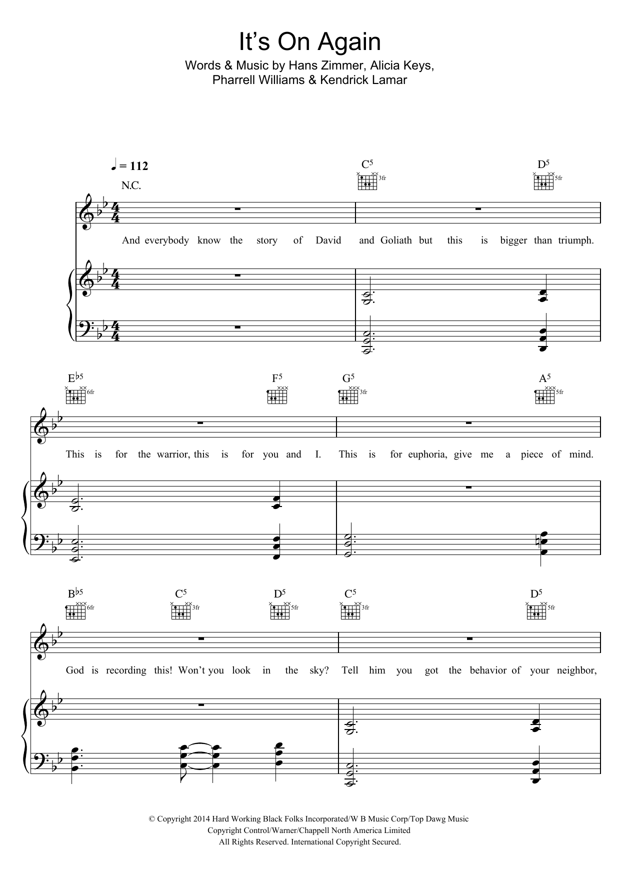 Alicia Keys It's On Again Sheet Music