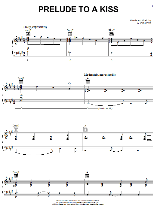 Alicia Keys Prelude To A Kiss Sheet Music