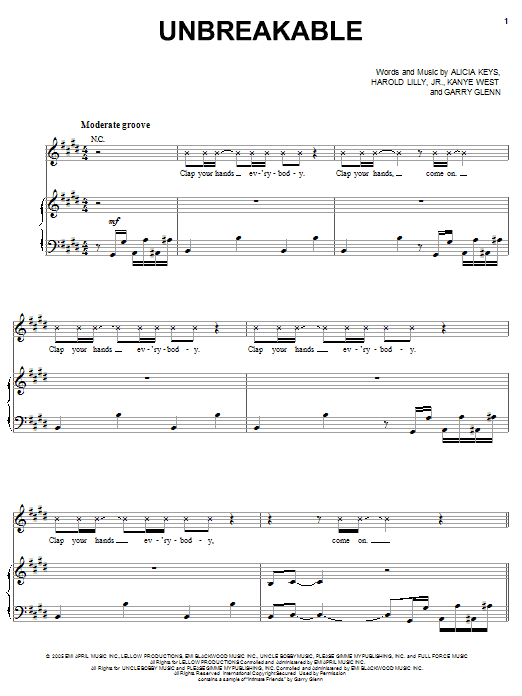 Alicia Keys Unbreakable Sheet Music