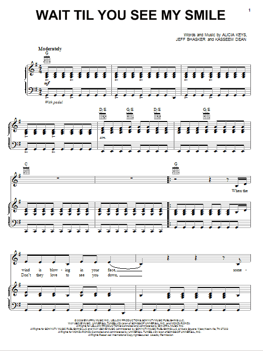 Alicia Keys Wait Til You See My Smile Sheet Music