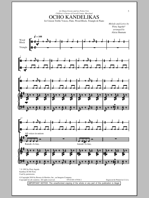 Alicia Shumate Ocho Kandelikas Sheet Music