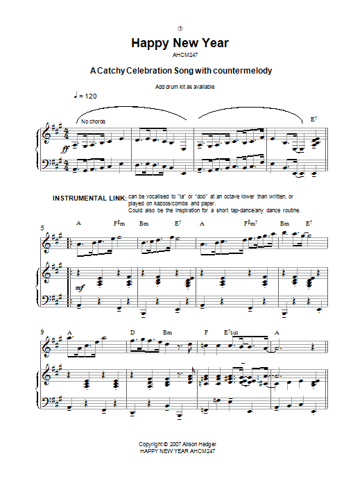 Alison Hedger Happy New Year Sheet Music