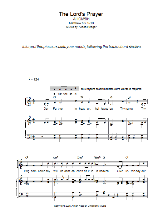 Alison Hedger The Lord's Prayer Sheet Music