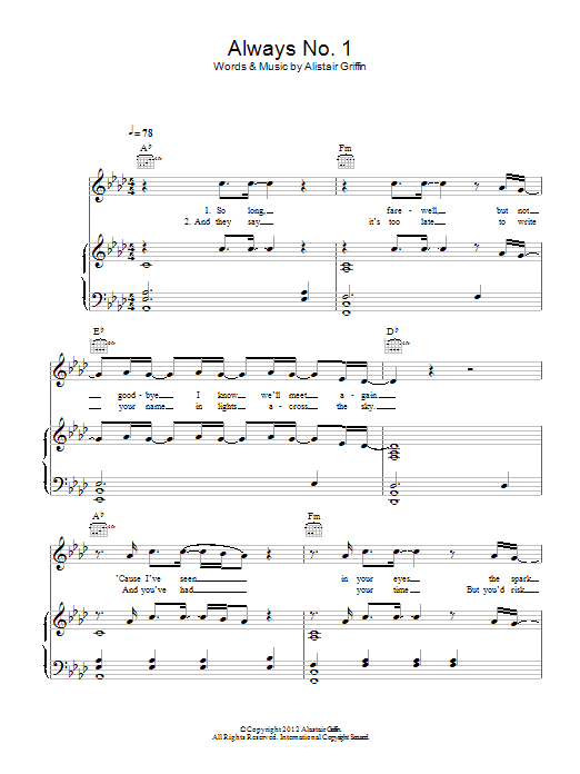 Alistair Griffin Always No.1 Sheet Music