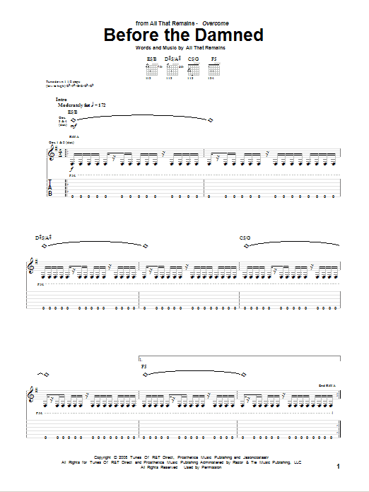 All That Remains Before The Damned Sheet Music