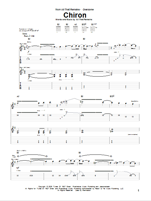 All That Remains Chiron Sheet Music