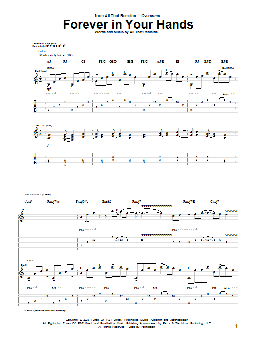 All That Remains Forever In Your Hands Sheet Music