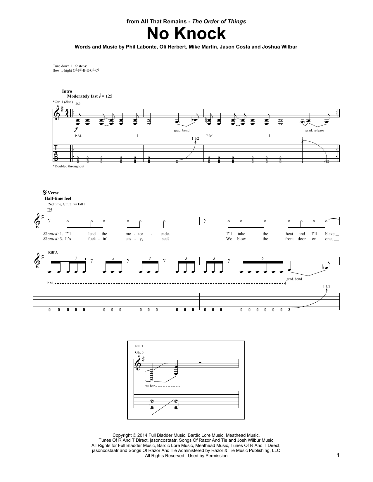 All That Remains No Knock Sheet Music