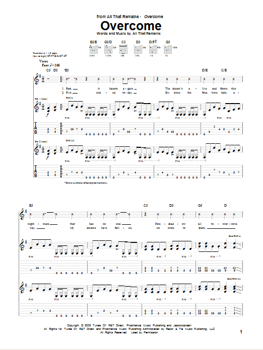 All That Remains Overcome Sheet Music