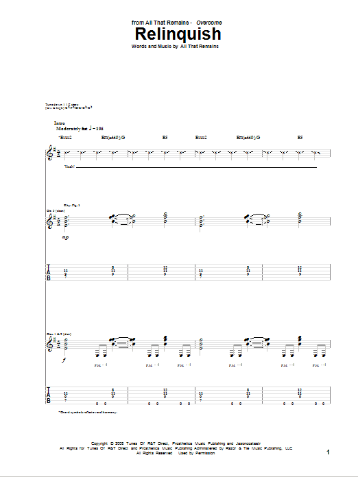 All That Remains Relinquish Sheet Music