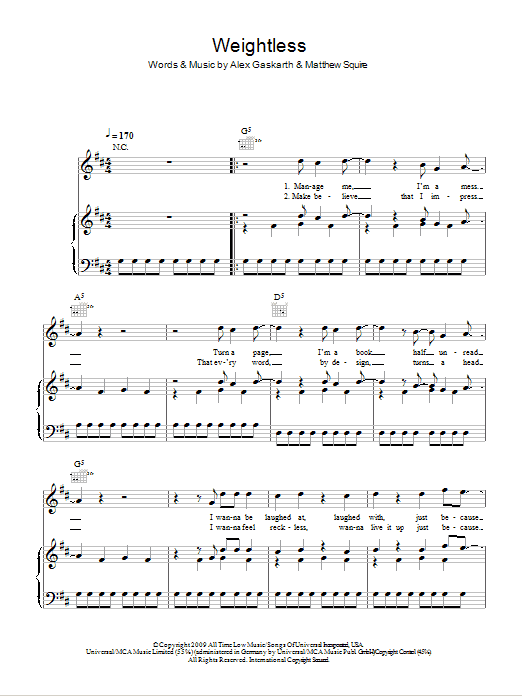 All Time Low Weightless Sheet Music