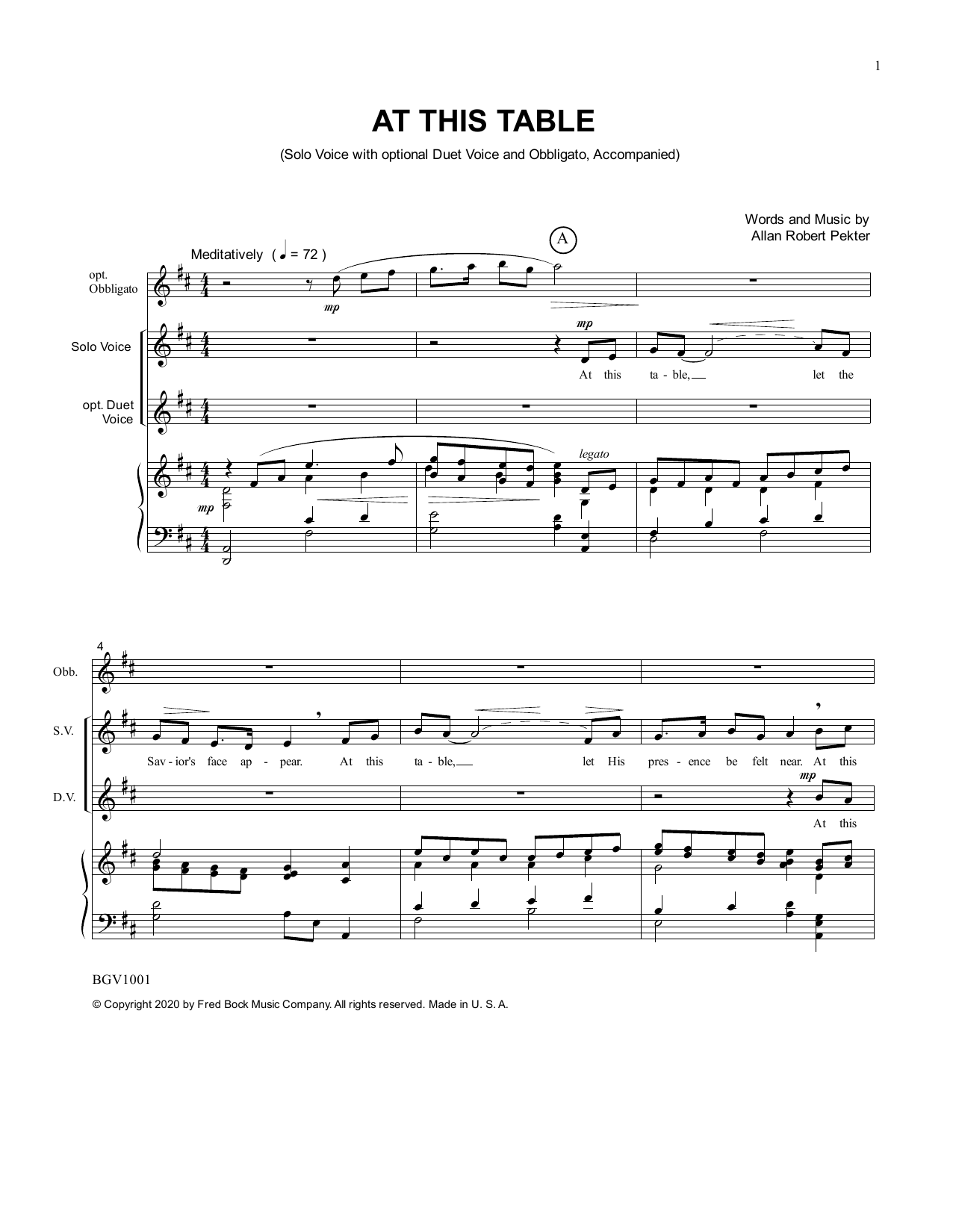 Allan Robert Petker At This Table Sheet Music