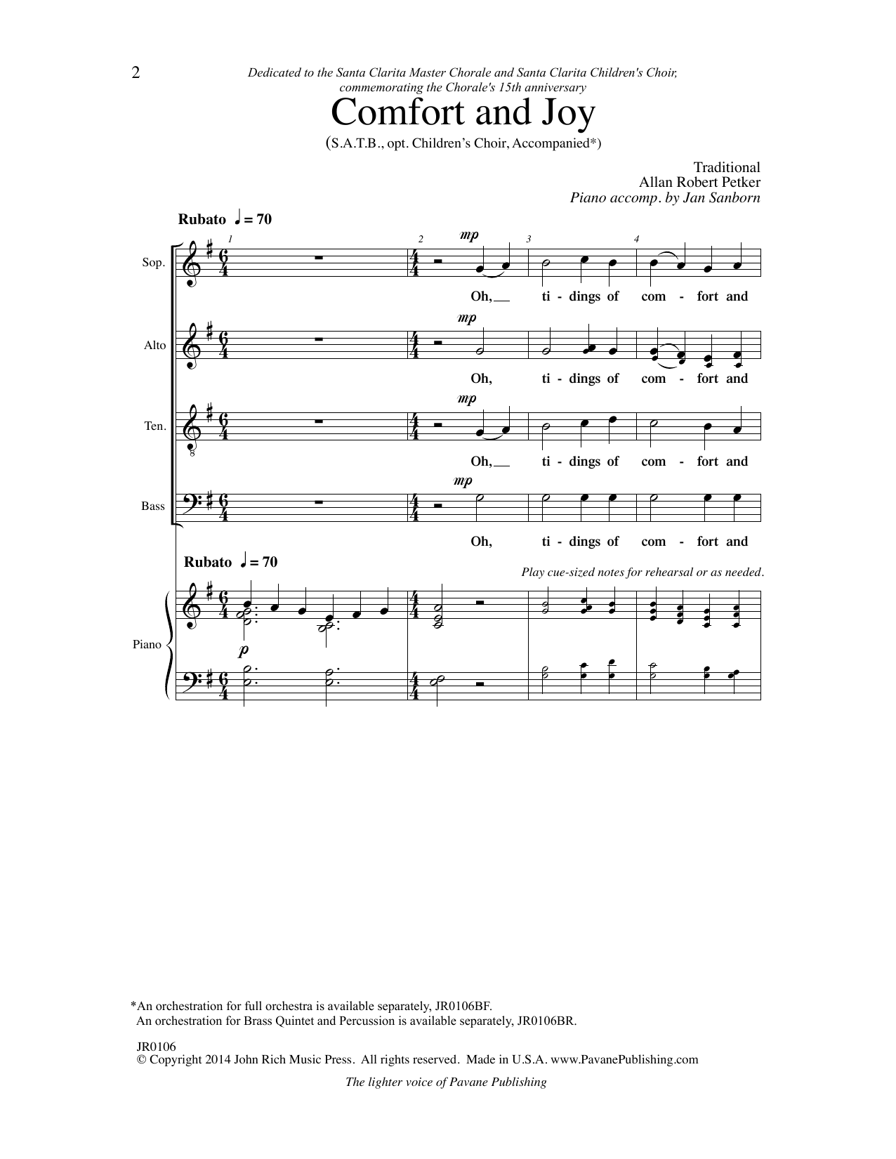 Allan Robert Petker Comfort and Joy Sheet Music