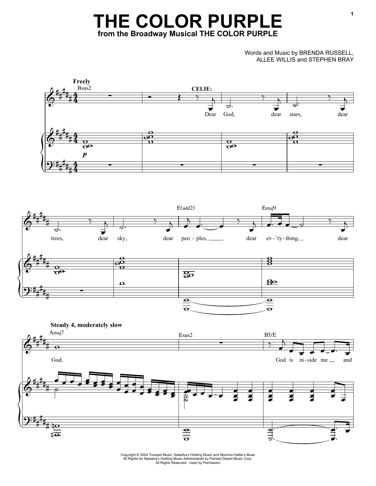 Allee Willis The Color Purple Sheet Music