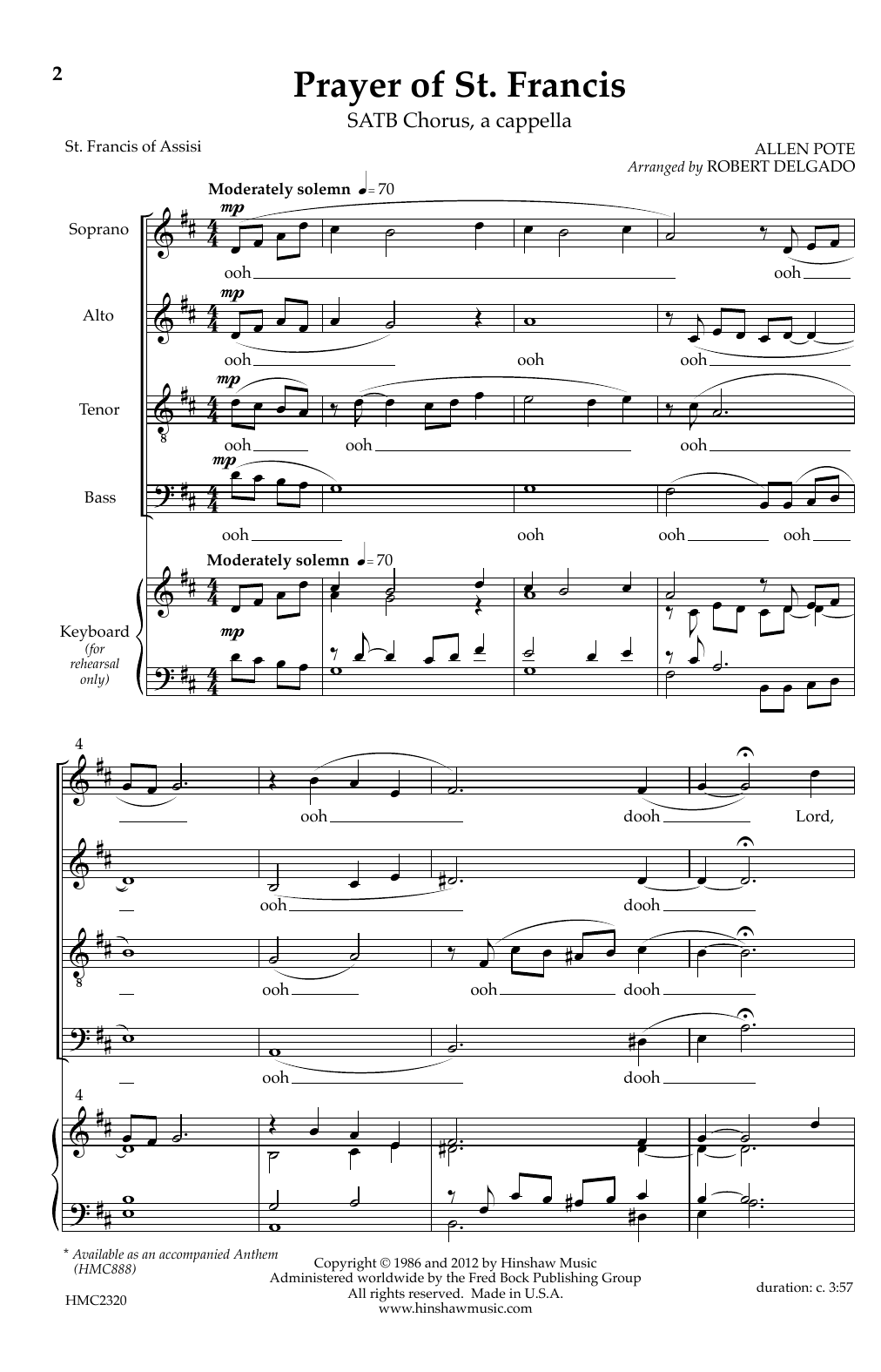 Allen Pote Prayer Of St. Francis (arr. Robert Delgado) Sheet Music