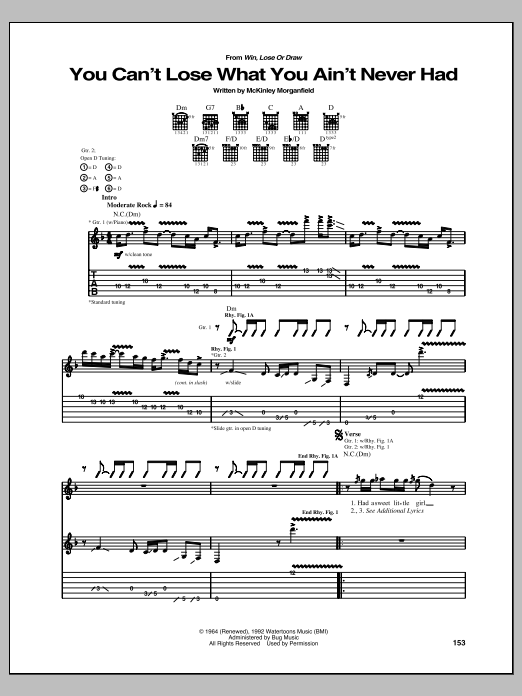 Allman Brothers Band You Can't Lose What You Ain't Never Had Sheet Music