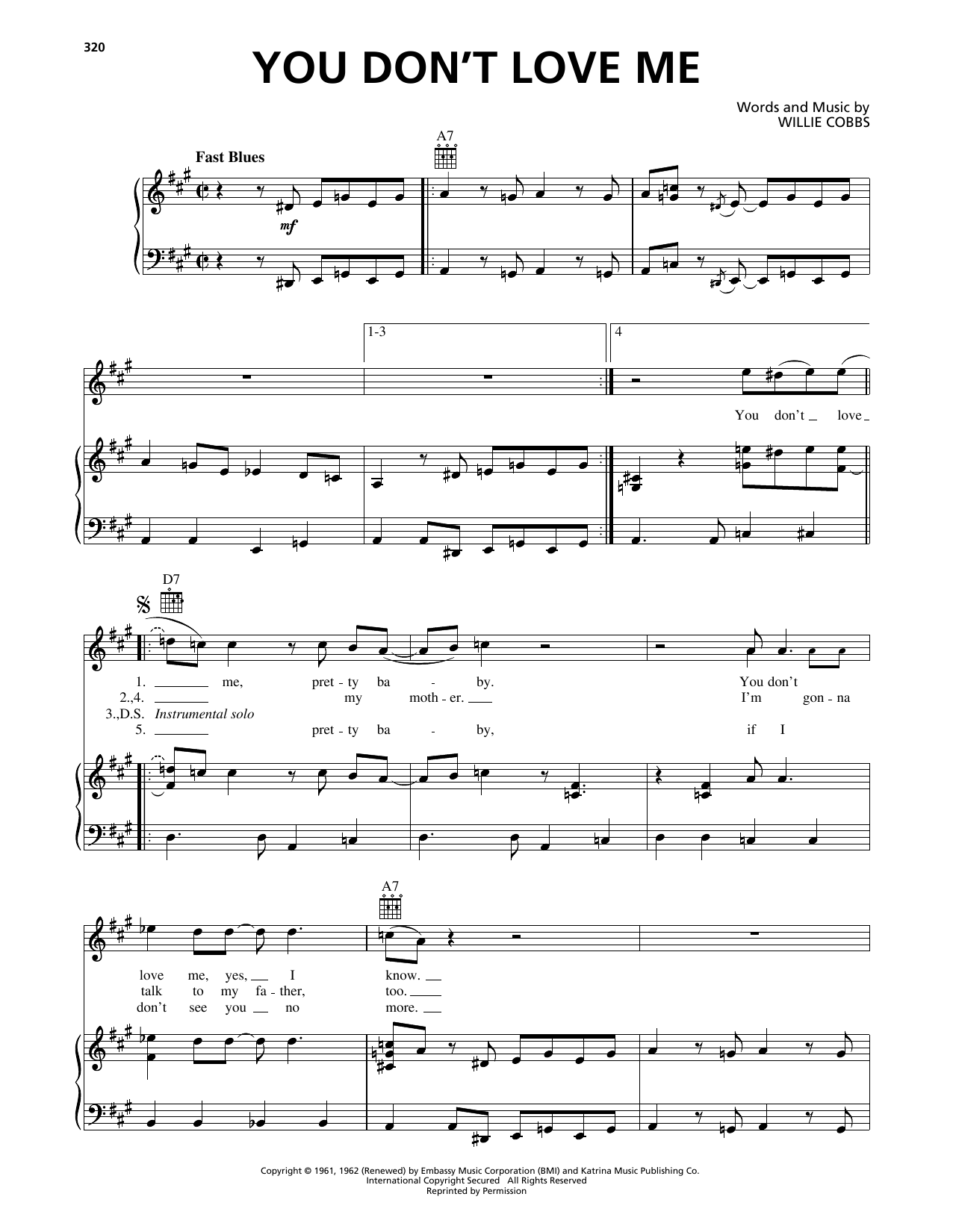 Allman Brothers You Don't Love Me Sheet Music
