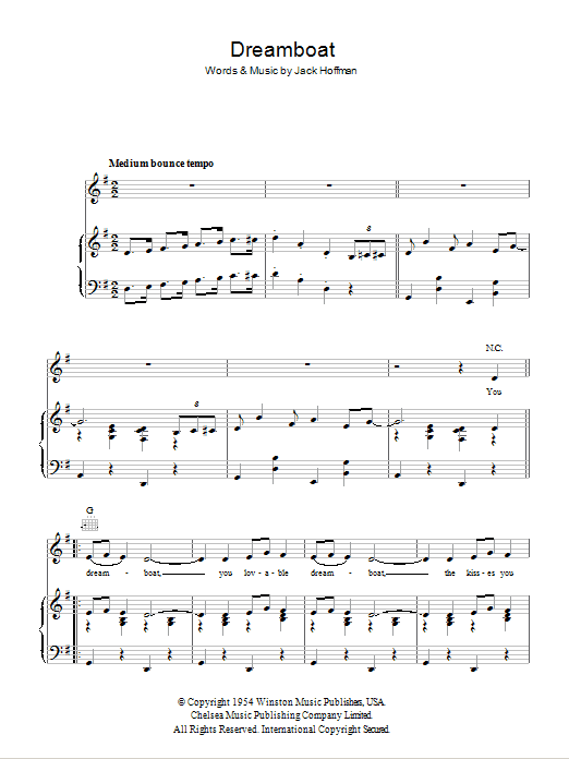 Alma Cogan Dreamboat Sheet Music