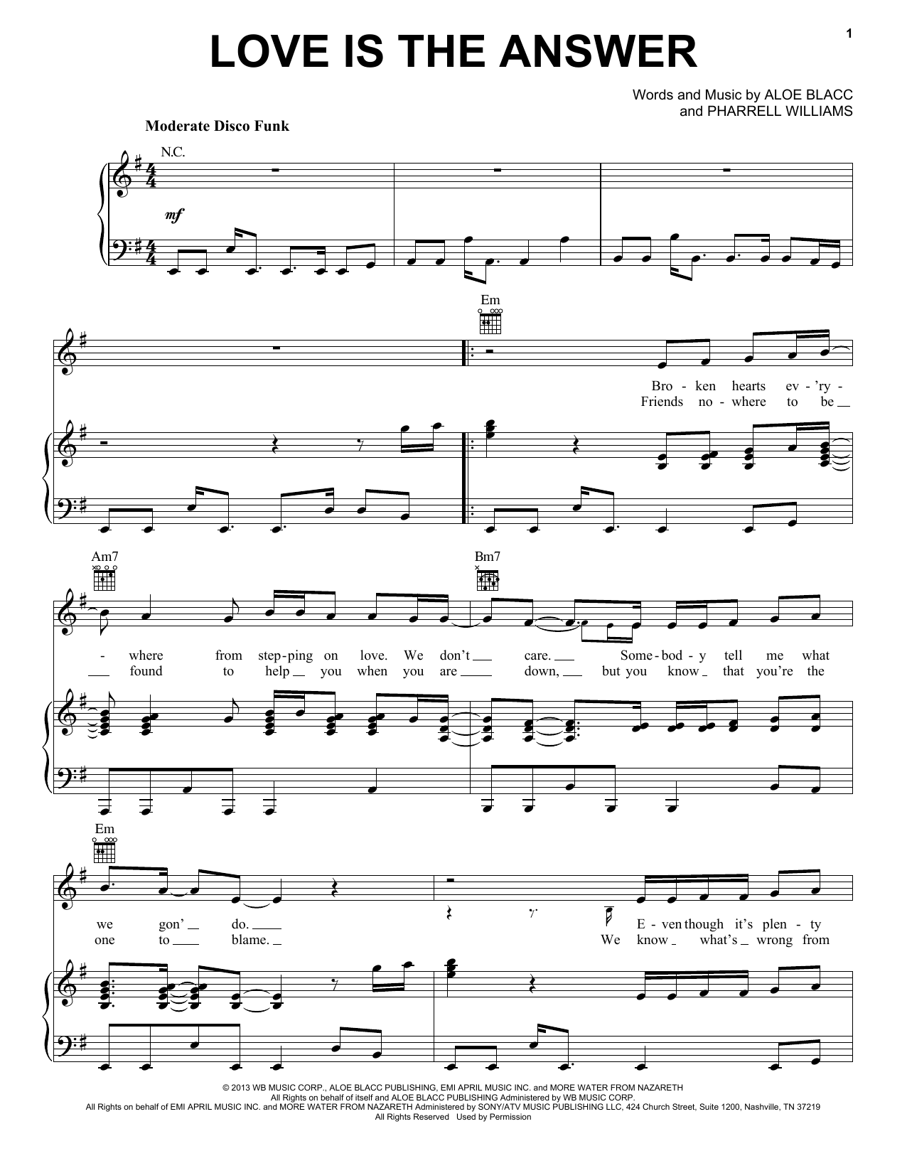 Aloe Blacc Love Is The Answer Sheet Music
