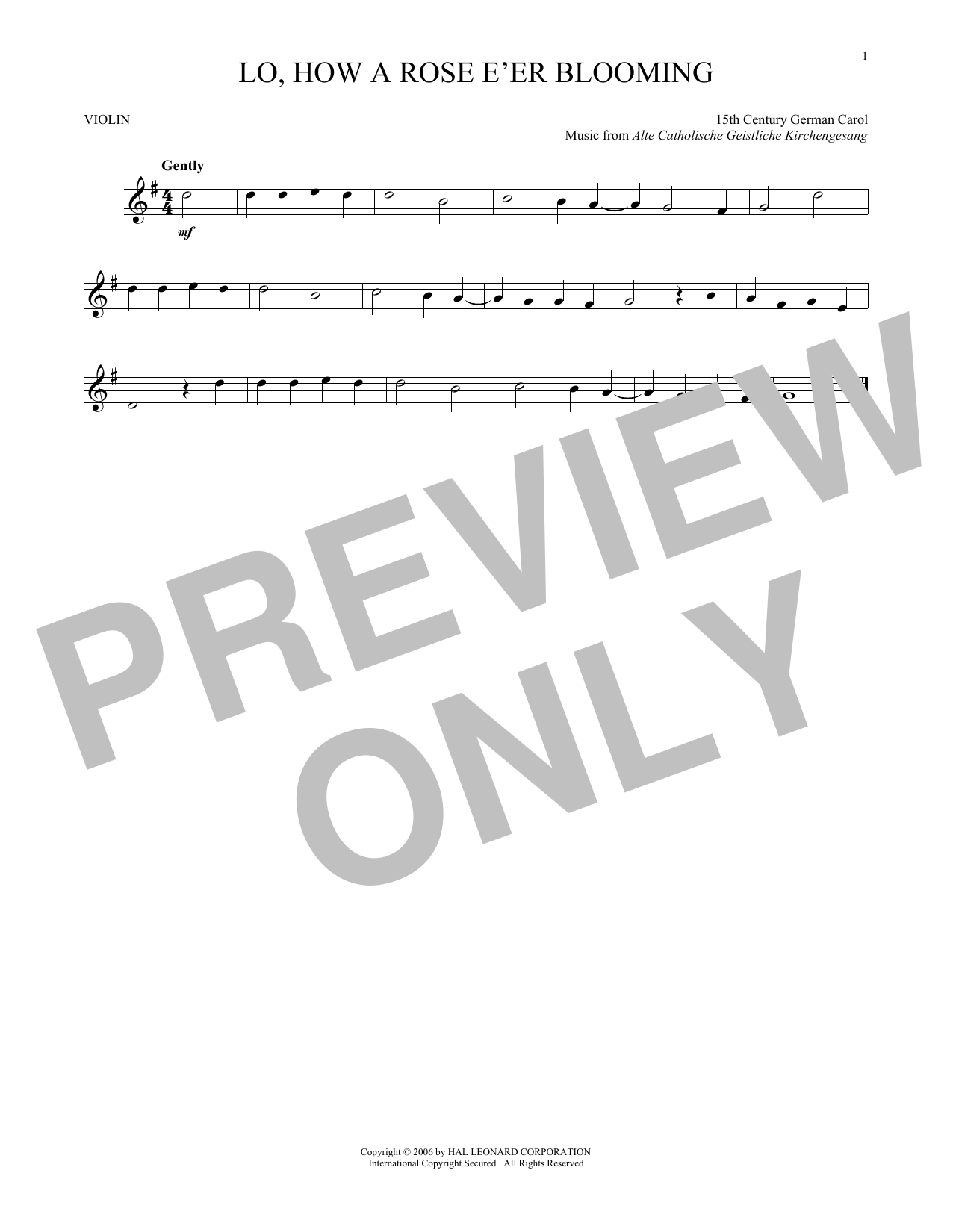 Alte Catholische Geistliche Ki Lo, How A Rose E'er Blooming Sheet Music