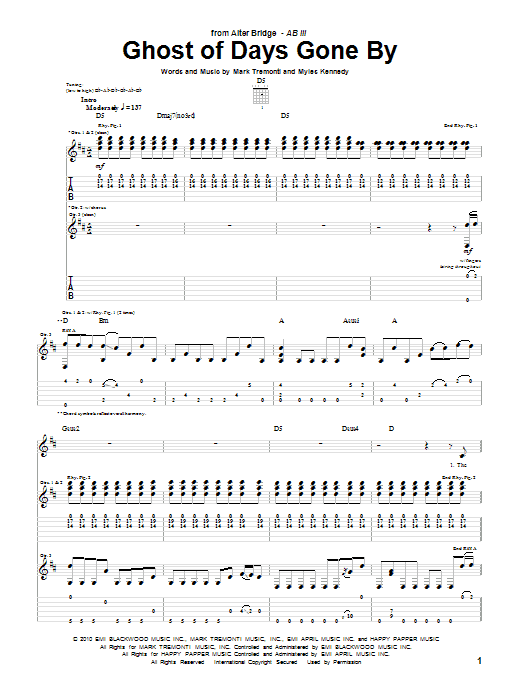 Alter Bridge Ghost Of Days Gone By Sheet Music
