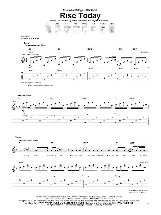 Alter Bridge Rise Today Sheet Music