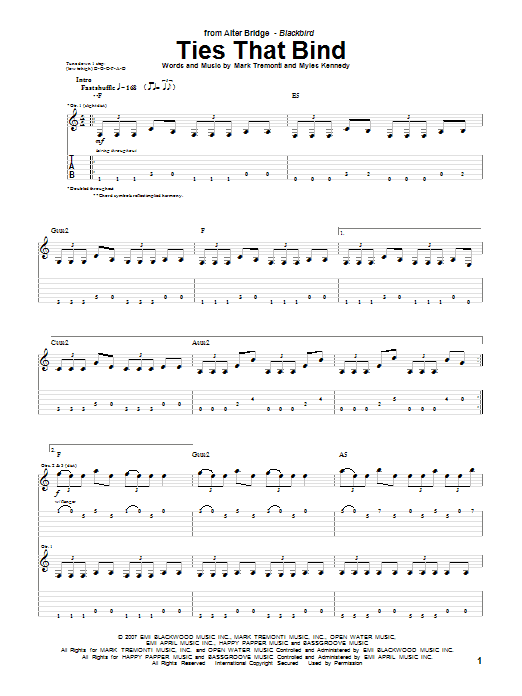 Alter Bridge Ties That Bind Sheet Music