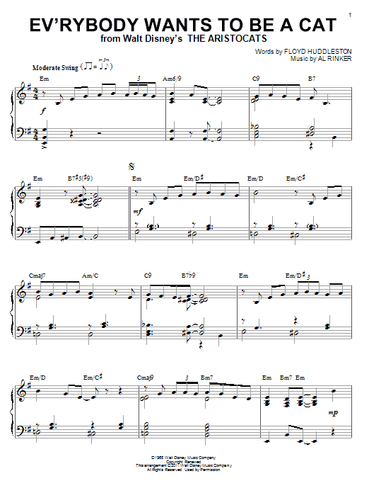 Al Rinker Ev'rybody Wants To Be A Cat [Jazz version] (arr. Brent Edstrom) Sheet Music