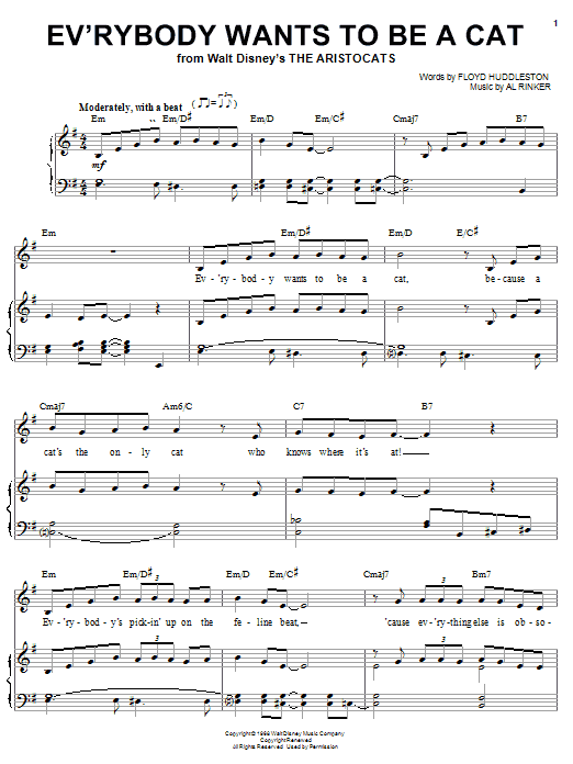 Al Rinker Ev'rybody Wants To Be A Cat Sheet Music