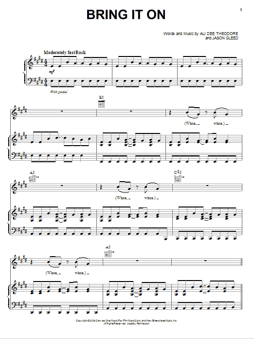 Alvin And The Chipmunks Bring It On Sheet Music