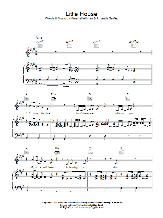 Amanda Seyfried Little House Sheet Music