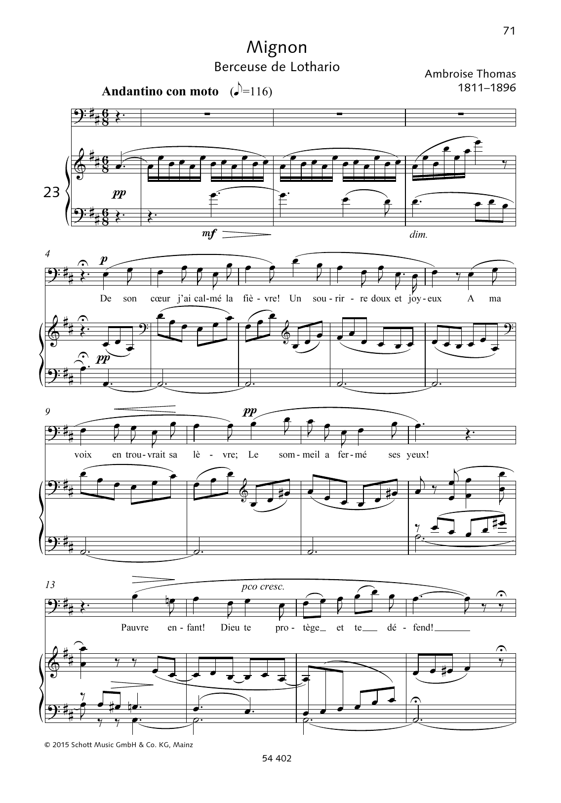Ambroise Thomas De son coeur j'ai calmé la fièvre! Sheet Music