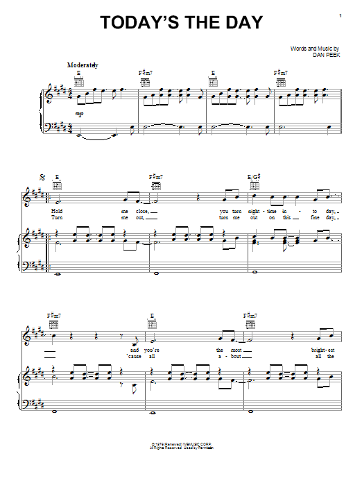 America Today's The Day Sheet Music