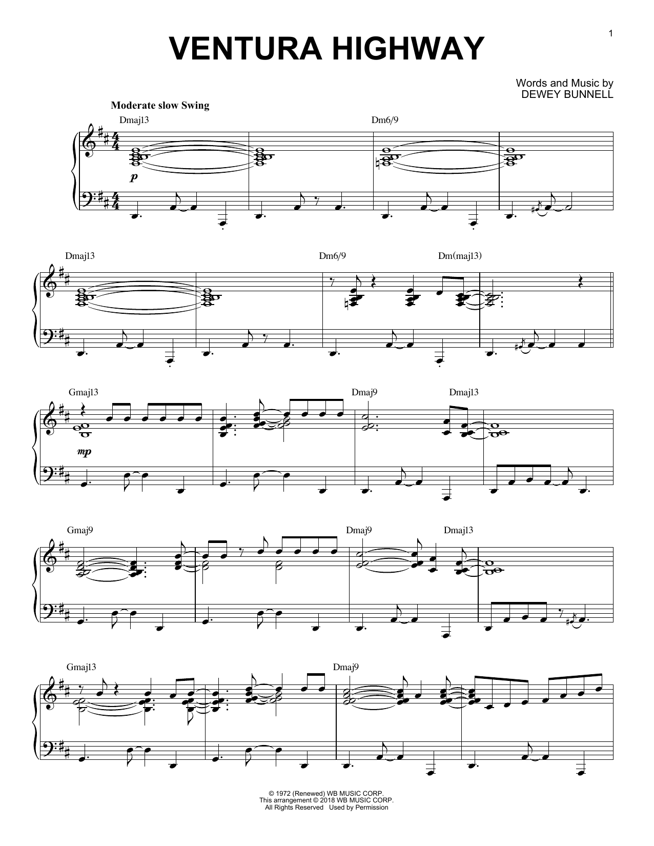 America Ventura Highway [Jazz version] Sheet Music