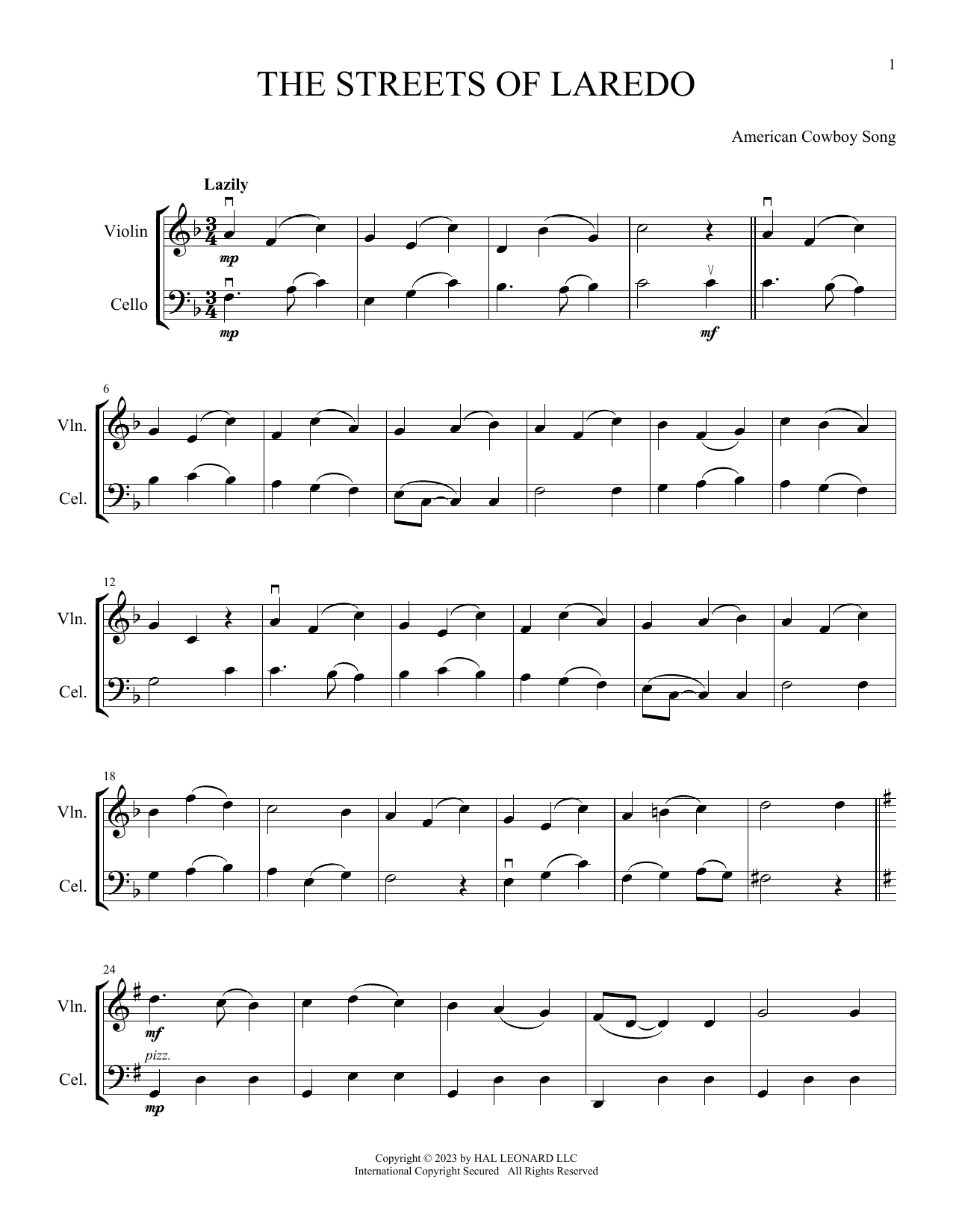American Cowboy Song The Streets Of Laredo (arr. Michelle Hynson) Sheet Music
