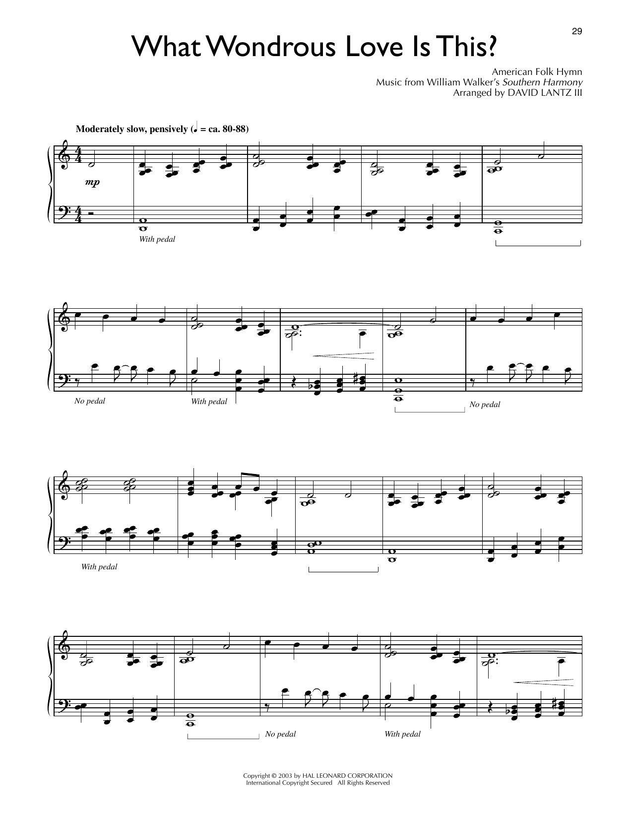 American Folk Hymn What Wondrous Love Is This (arr. David Lantz III) Sheet Music