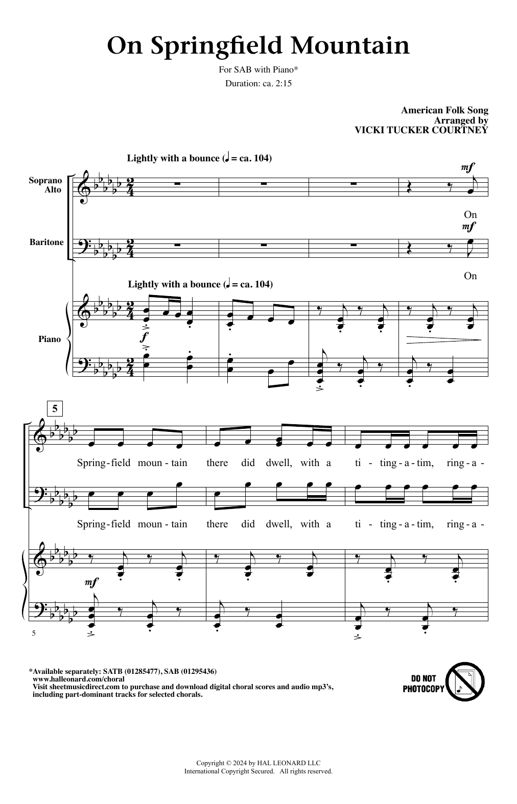 American Folk Song On Springfield Mountain (arr. Vicki Tucker Courtney) Sheet Music