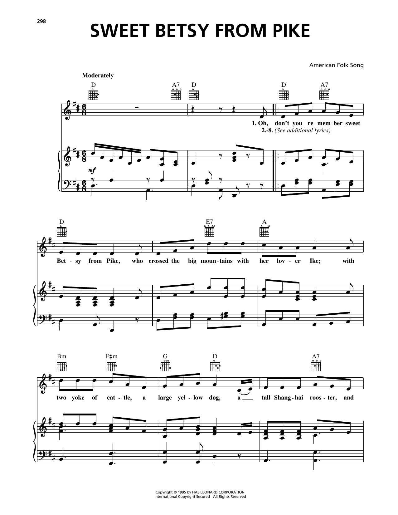 American Folksong Sweet Betsy From Pike Sheet Music
