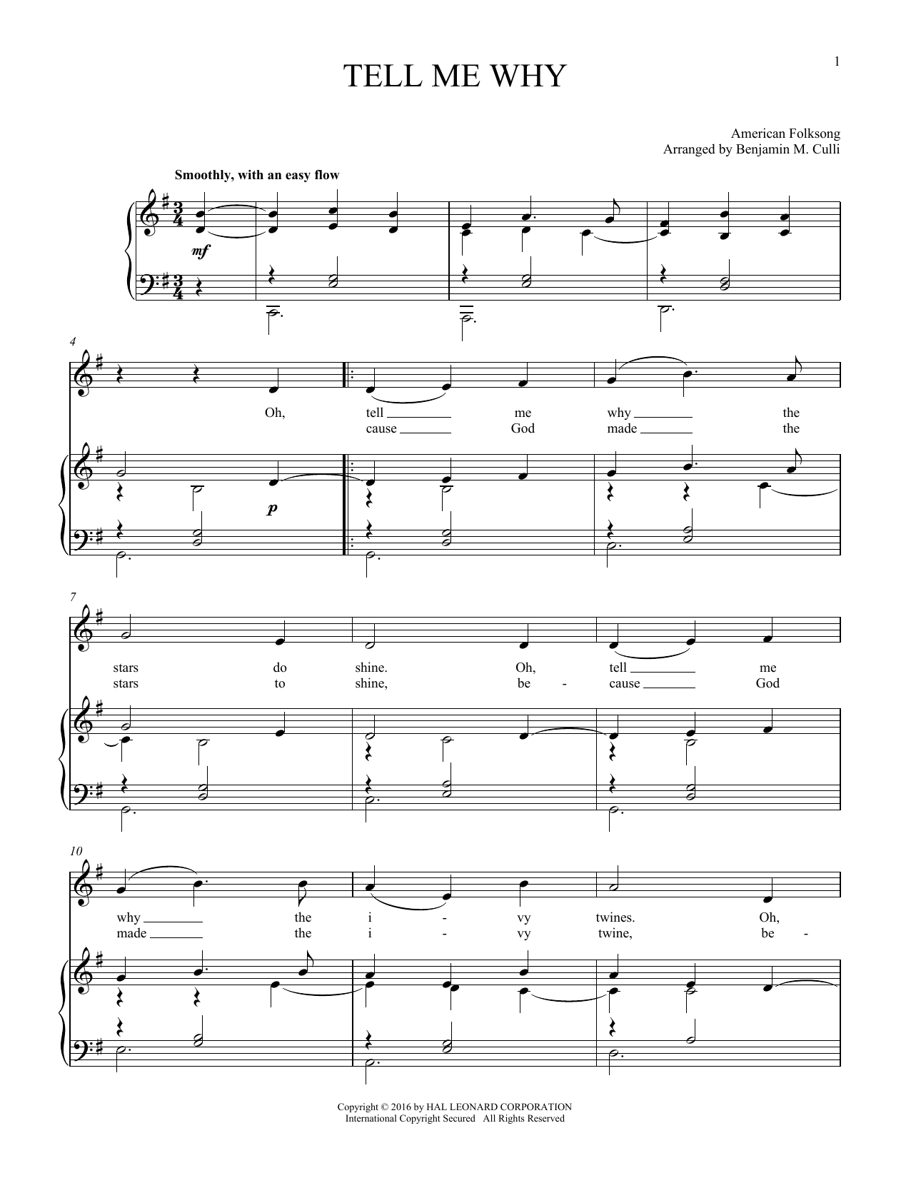American Folksong Tell Me Why Sheet Music