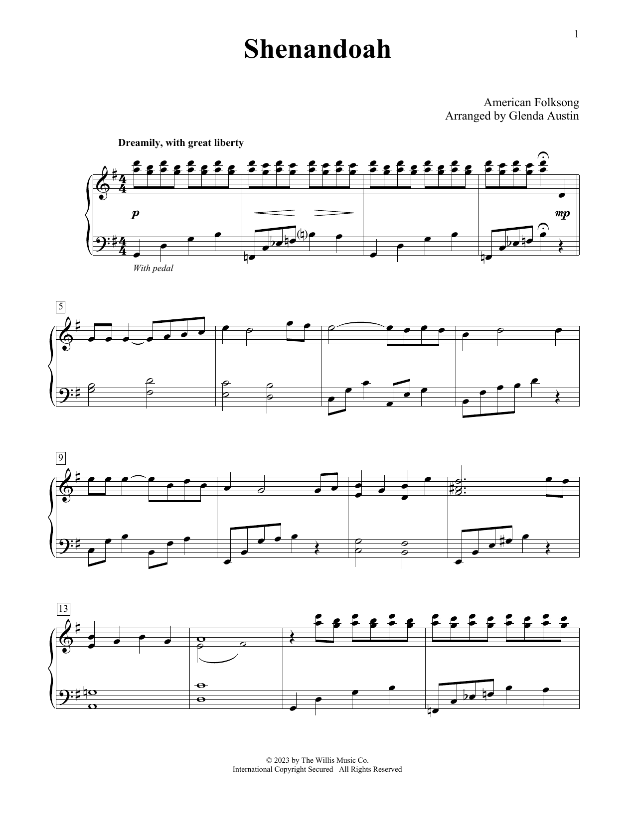 American Folksong Shenandoah (arr. Glenda Austin) Sheet Music