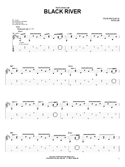 Amos Lee Black River Sheet Music