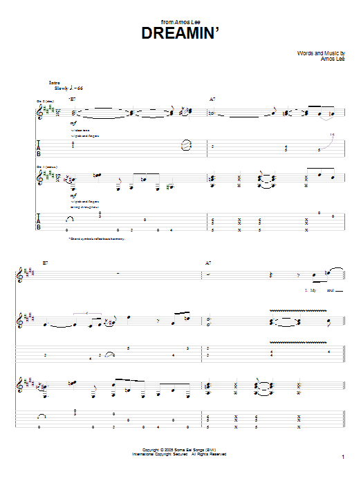 Amos Lee Dreamin' Sheet Music