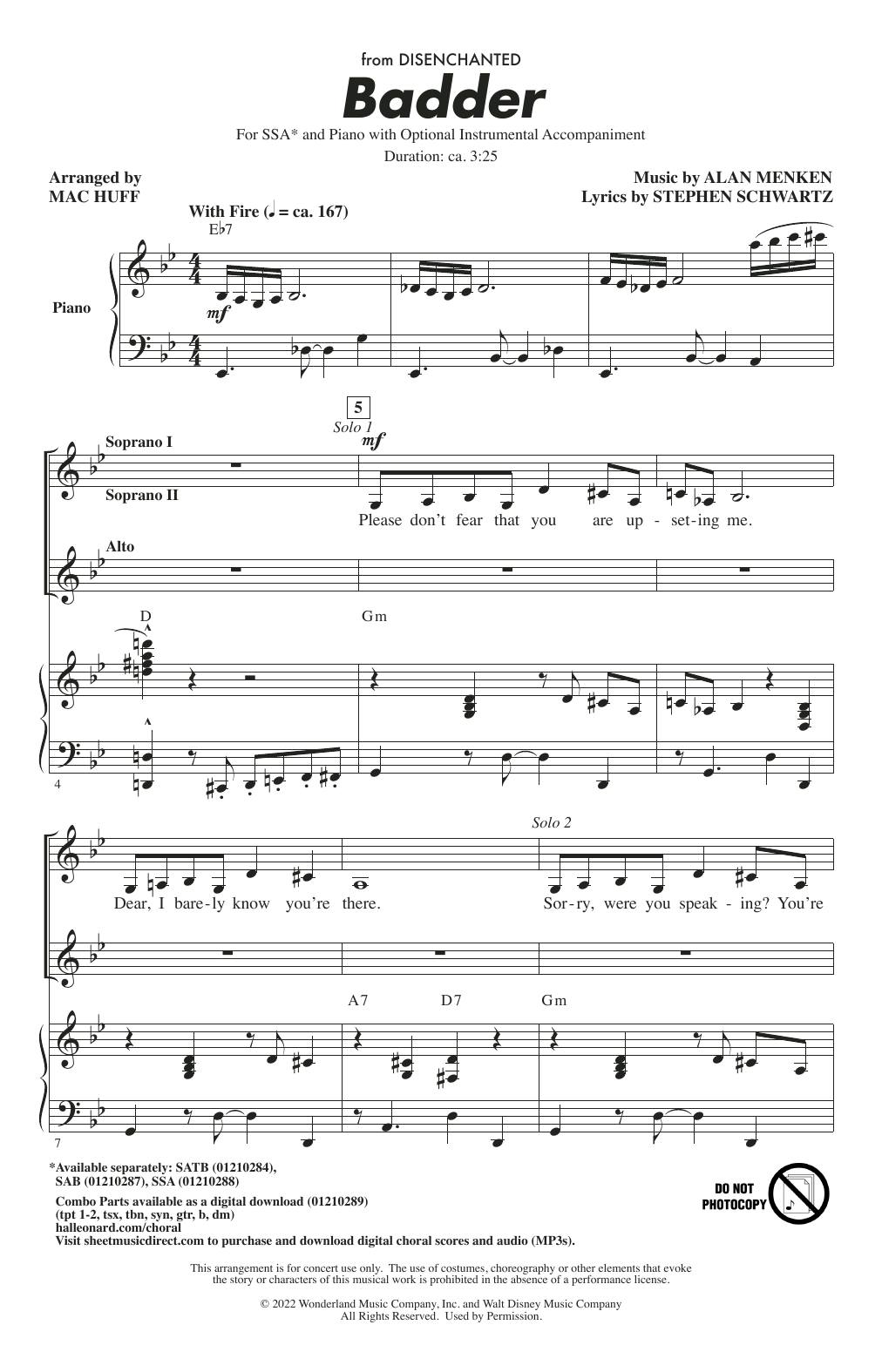 Amy Adams and Maya Rudolph Badder (from Disenchanted) (arr. Mac Huff) Sheet Music