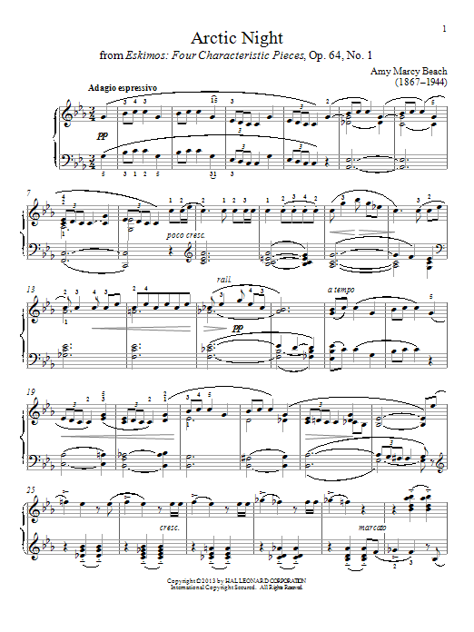 Amy Beach Arctic Night Sheet Music
