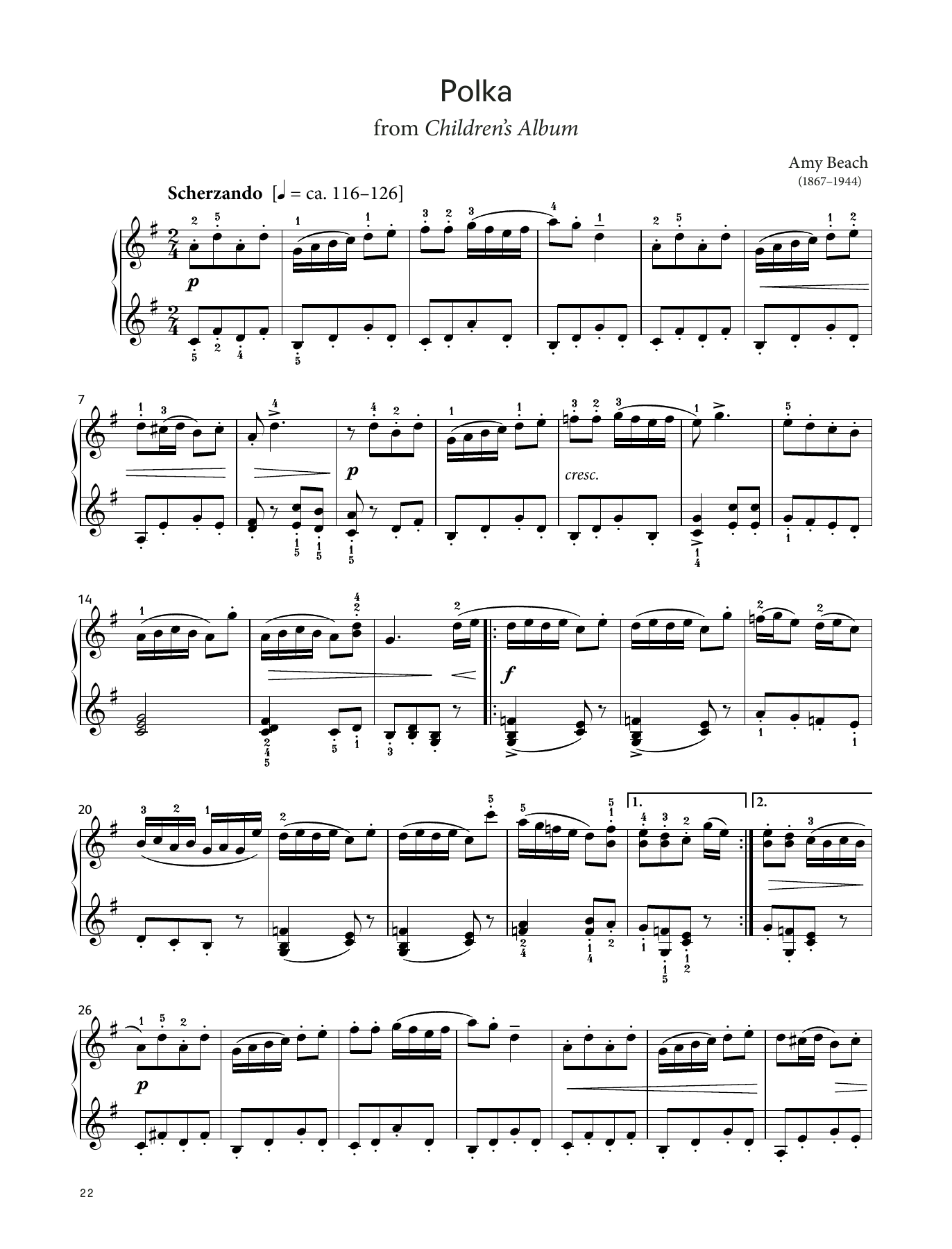 Amy Beach Polka, Op. 36 No. 5 (LCME Piano 2018 Grade 5 List A) Sheet Music