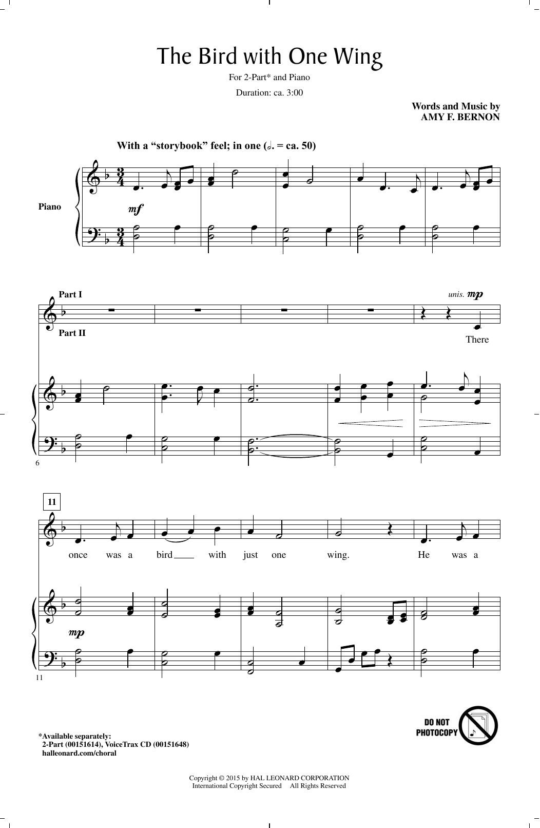 Amy Bernon The Bird With One Wing Sheet Music