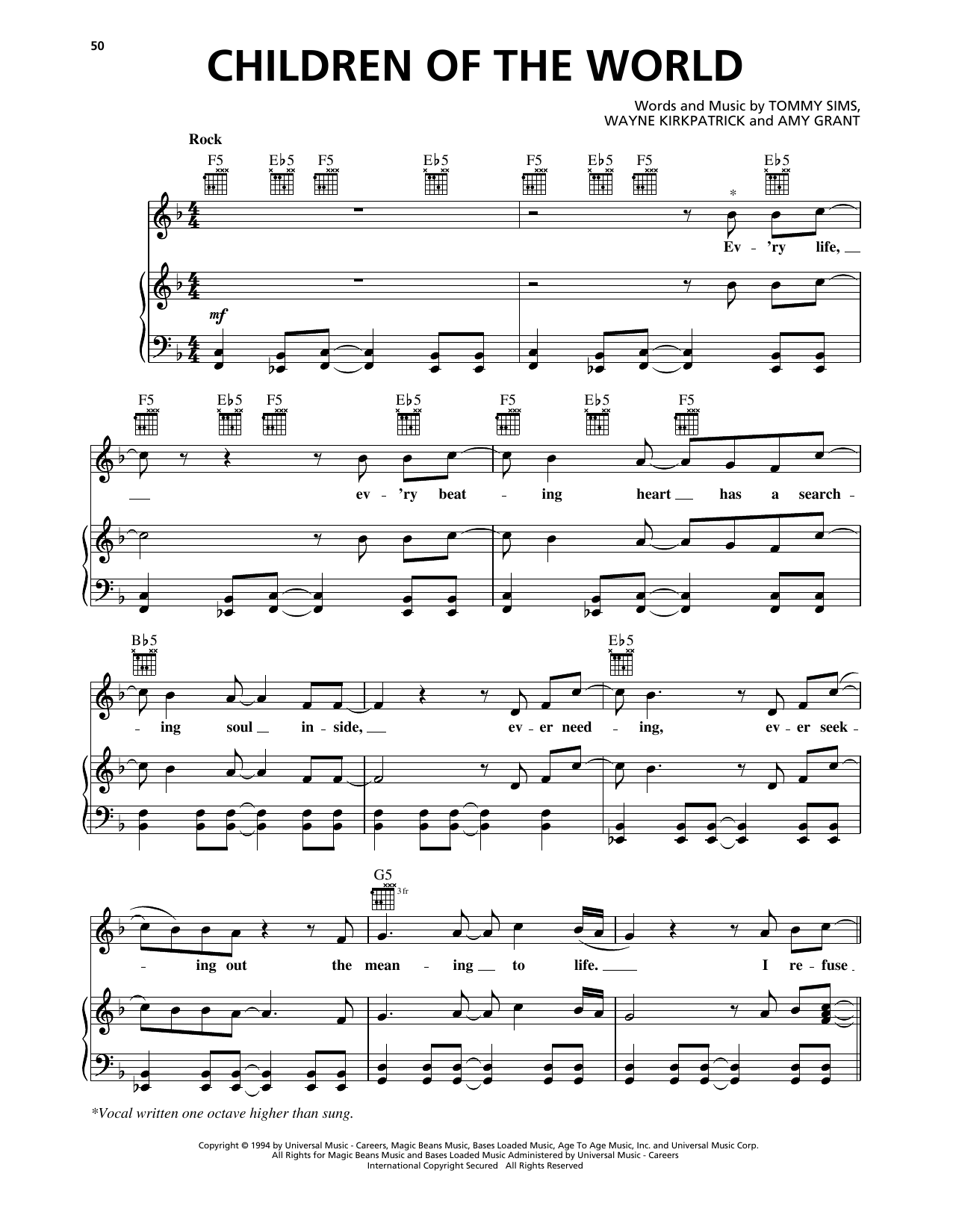 Amy Grant Children Of The World Sheet Music