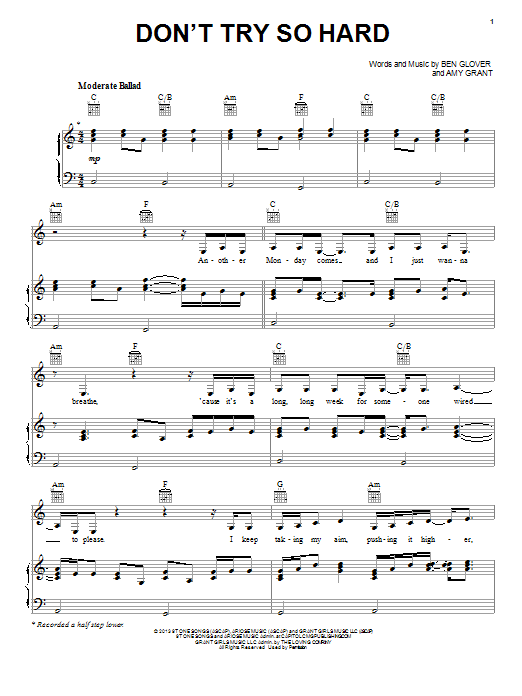 Amy Grant Don't Try So Hard Sheet Music