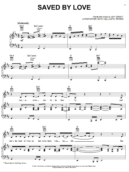 Amy Grant Saved By Love Sheet Music