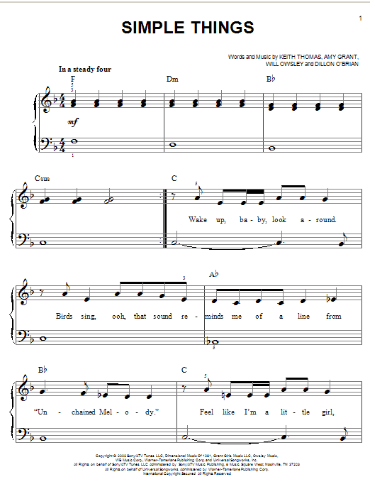 Amy Grant Simple Things Sheet Music